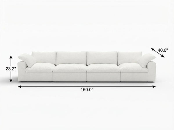 HomeRoots 120" Modern Modular Wood Sofa in White Linen Blend – Stylish, Comfortable & Versatile Living Room Centerpiece 714566