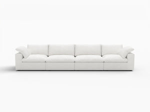HomeRoots 120" Modern Modular Wood Sofa in White Linen Blend – Stylish, Comfortable & Versatile Living Room Centerpiece 714566