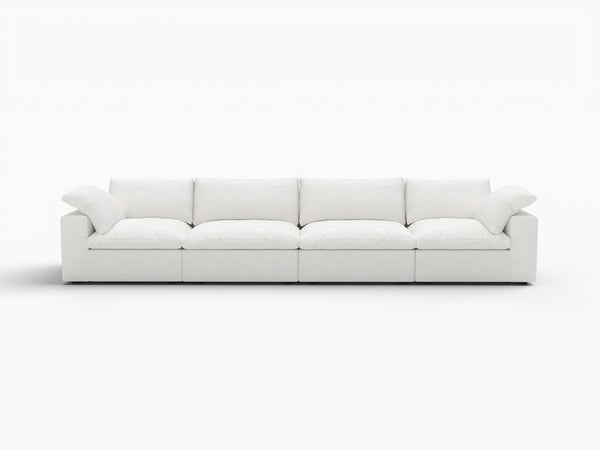 HomeRoots 120" Modern Modular Wood Sofa in White Linen Blend – Stylish, Comfortable & Versatile Living Room Centerpiece 714566