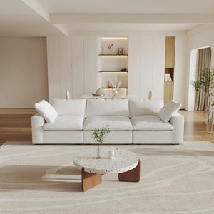 HomeRoots 80" White Linen Blend Modular Sofa – Stylish Comfort, Versatile Design & Easy Assembly for Modern Living 714567