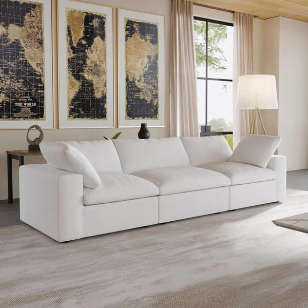HomeRoots 80" White Linen Blend Modular Sofa – Stylish Comfort, Versatile Design & Easy Assembly for Modern Living 714567