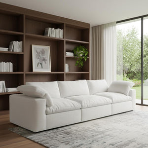 HomeRoots 80" White Linen Blend Modular Sofa – Stylish Comfort, Versatile Design & Easy Assembly for Modern Living 714567
