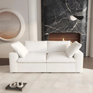 HomeRoots 160" Light Gray Linen-Blend Modular Sofa Set with Storage Ottoman – Stylish, Versatile Comfort for Any Room 714568