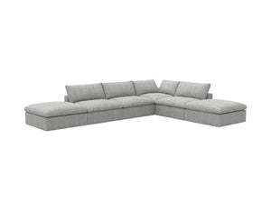 HomeRoots 160" Light Gray Linen Blend Modular Sofa with Ottoman & Storage - Stylish Comfort for Large Spaces 714569