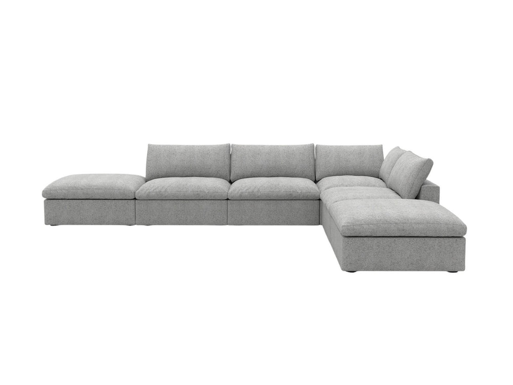 HomeRoots 160" Light Gray Linen Blend Modular Sofa with Ottoman & Storage - Stylish Comfort for Large Spaces 714569