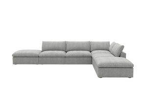 HomeRoots 160" Light Gray Linen Blend Modular Sofa with Ottoman & Storage - Stylish Comfort for Large Spaces 714569