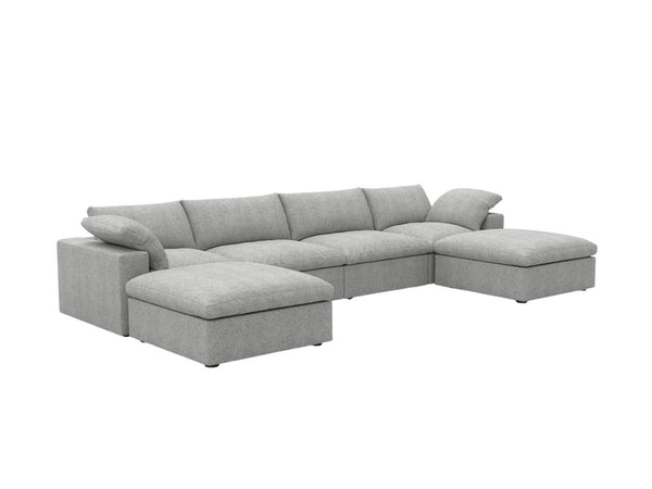 HomeRoots 160" Light Gray Linen Blend Modular Sofa: Versatile Comfort & Style for Modern Living Spaces! 714570