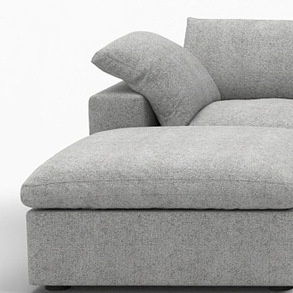 HomeRoots 160" Light Gray Linen Blend Modular Sofa: Versatile Comfort & Style for Modern Living Spaces! 714570