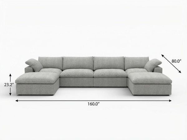 HomeRoots 160" Light Gray Linen Blend Modular Sofa: Versatile Comfort & Style for Modern Living Spaces! 714570