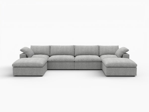 HomeRoots 160" Light Gray Linen Blend Modular Sofa: Versatile Comfort & Style for Modern Living Spaces! 714570
