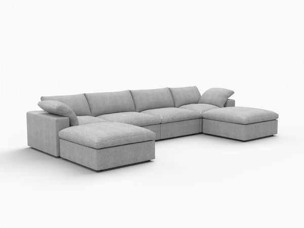 HomeRoots 160" Light Gray Linen Blend Modular Sofa: Versatile Comfort & Style for Modern Living Spaces! 714570