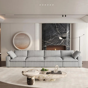 HomeRoots 120" Light Gray Linen Blend Modular Sofa - Versatile, Stylish Seating for Modern Living Rooms 714571