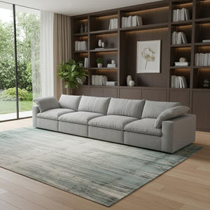 HomeRoots 120" Light Gray Linen Blend Modular Sofa - Versatile, Stylish Seating for Modern Living Rooms 714571