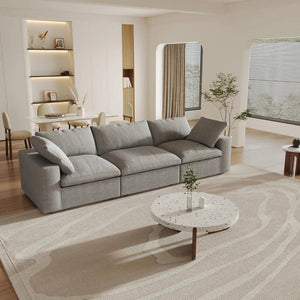 HomeRoots 80" Light Gray Linen Blend Modular Wood Sofa – Modern Comfort, Removable Cushions, Stylish Design! 714572