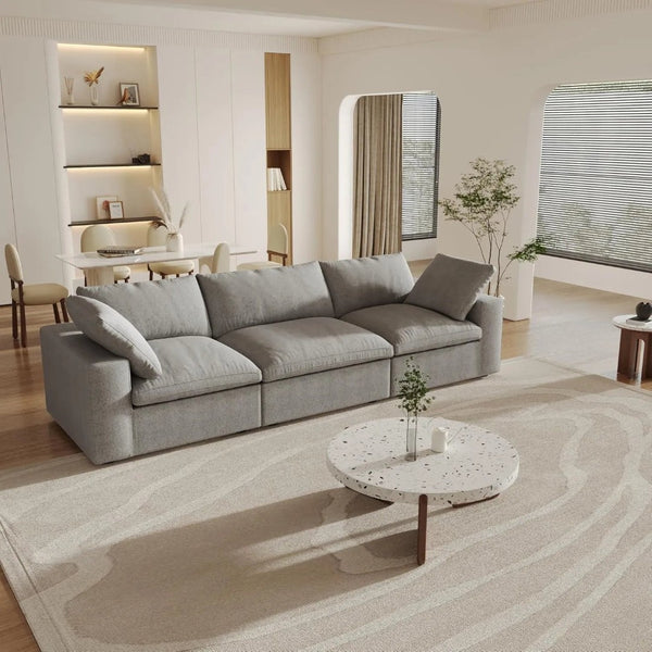 HomeRoots 80" Light Gray Linen Blend Modular Wood Sofa – Modern Comfort, Removable Cushions, Stylish Design! 714572