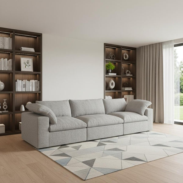 HomeRoots 80" Light Gray Linen Blend Modular Wood Sofa – Modern Comfort, Removable Cushions, Stylish Design! 714572