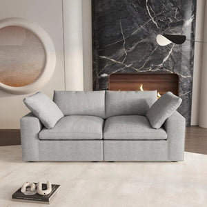 HomeRoots 120" Khaki Linen-Blend Modular Sofa with Storage Ottoman – Stylish, Versatile, and Comfortable Design! 714573