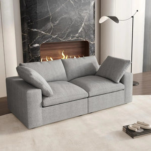 HomeRoots 120" Khaki Linen-Blend Modular Sofa with Storage Ottoman – Stylish, Versatile, and Comfortable Design! 714573