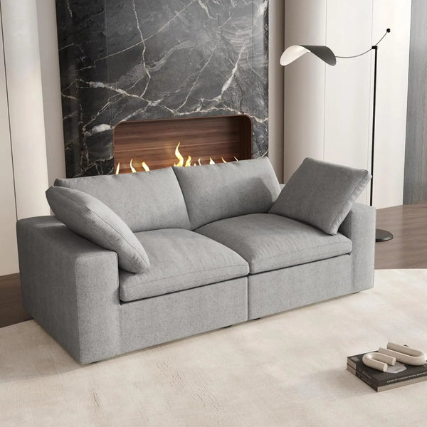 HomeRoots 120" Khaki Linen-Blend Modular Sofa with Storage Ottoman – Stylish, Versatile, and Comfortable Design! 714573