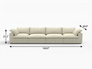HomeRoots 120" Modern Khaki Linen Blend Modular Sofa - Customizable Comfort for Large Living Spaces and Style 714575
