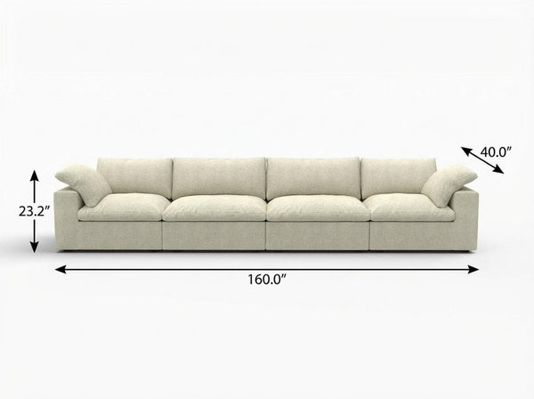 HomeRoots 120" Modern Khaki Linen Blend Modular Sofa - Customizable Comfort for Large Living Spaces and Style 714575