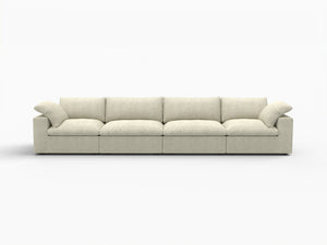 HomeRoots 120" Modern Khaki Linen Blend Modular Sofa - Customizable Comfort for Large Living Spaces and Style 714575
