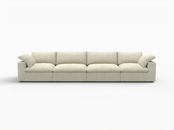 HomeRoots 120" Modern Khaki Linen Blend Modular Sofa - Customizable Comfort for Large Living Spaces and Style 714575