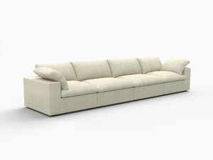 HomeRoots 120" Modern Khaki Linen Blend Modular Sofa - Customizable Comfort for Large Living Spaces and Style 714575