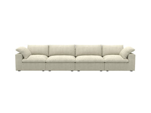 HomeRoots 120" Modern Khaki Linen Blend Modular Sofa - Customizable Comfort for Large Living Spaces and Style 714575