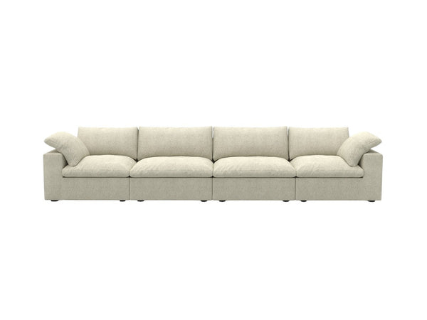 HomeRoots 120" Modern Khaki Linen Blend Modular Sofa - Customizable Comfort for Large Living Spaces and Style 714575