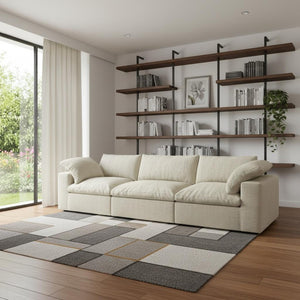 HomeRoots 80" Khaki Linen Blend Modular Sofa - Stylish, Comfortable Seating with Flexible Configurations & Durability 714576