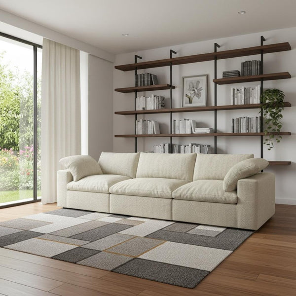 HomeRoots 80" Khaki Linen Blend Modular Sofa - Stylish, Comfortable Seating with Flexible Configurations & Durability 714576