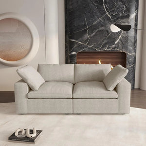 HomeRoots 160" Black Linen Blend Modular Sofa Set with Ottoman, Storage & Comfort for Modern Living Spaces 714577