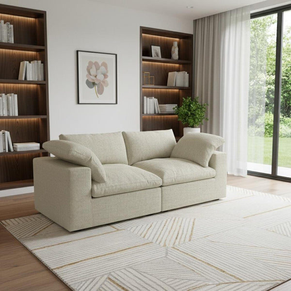 HomeRoots 160" Black Linen Blend Modular Sofa Set with Ottoman, Storage & Comfort for Modern Living Spaces 714577