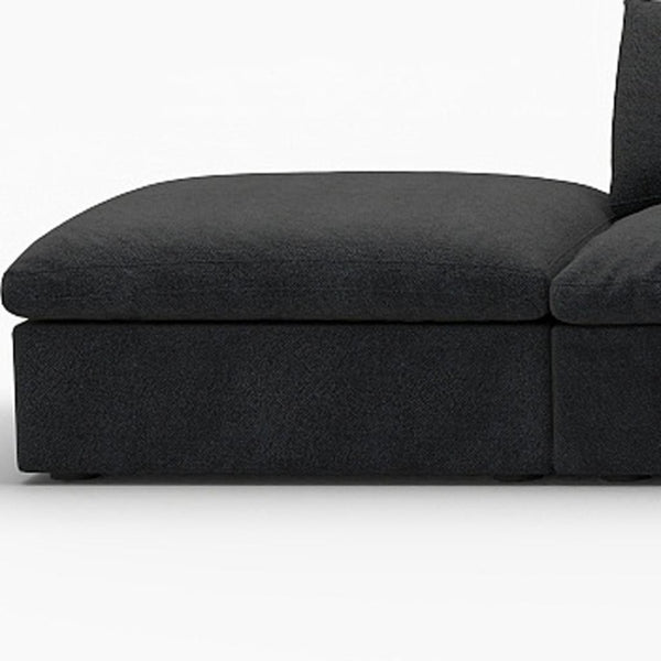 HomeRoots 120" Modern Black Linen Blend Modular Sofa Set with Storage Ottoman for Stylish Living Spaces 714578