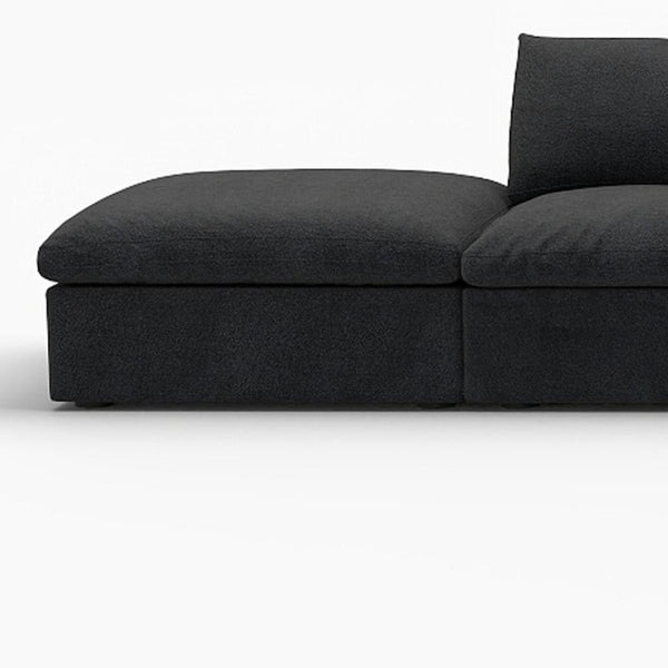 HomeRoots 120" Modern Black Linen Blend Modular Sofa Set with Storage Ottoman for Stylish Living Spaces 714578