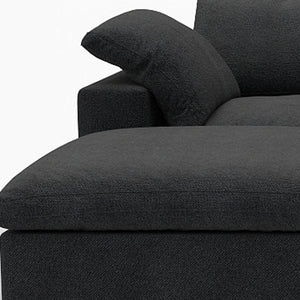 HomeRoots 160" Black Linen Blend Modular Sofa with Versatile Ottoman & Stylish Storage for Modern Living Spaces 714579