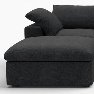 HomeRoots 160" Black Linen Blend Modular Sofa with Versatile Ottoman & Stylish Storage for Modern Living Spaces 714579