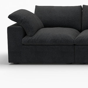 HomeRoots 160" Black Linen Blend Modular Sofa: Sleek Modern Design with Removable Cushions & Versatile Ottoman 714580