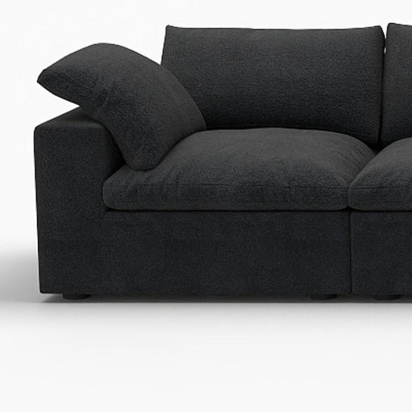 HomeRoots 160" Black Linen Blend Modular Sofa: Sleek Modern Design with Removable Cushions & Versatile Ottoman 714580