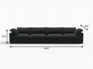 HomeRoots 120" Black Linen Blend Modular Sofa - Stylish Comfort, Flexible Design & Contemporary Elegance 714581