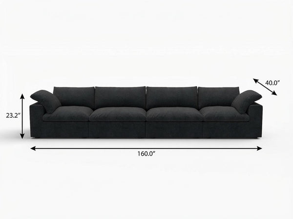 HomeRoots 120" Black Linen Blend Modular Sofa - Stylish Comfort, Flexible Design & Contemporary Elegance 714581