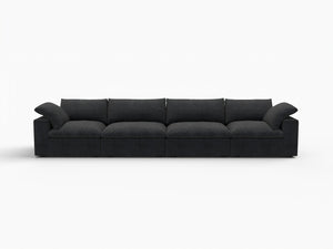 HomeRoots 120" Black Linen Blend Modular Sofa - Stylish Comfort, Flexible Design & Contemporary Elegance 714581