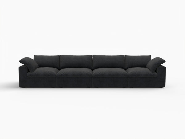HomeRoots 120" Black Linen Blend Modular Sofa - Stylish Comfort, Flexible Design & Contemporary Elegance 714581