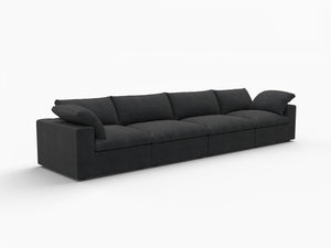 HomeRoots 120" Black Linen Blend Modular Sofa - Stylish Comfort, Flexible Design & Contemporary Elegance 714581