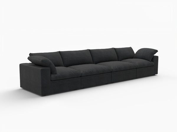 HomeRoots 120" Black Linen Blend Modular Sofa - Stylish Comfort, Flexible Design & Contemporary Elegance 714581