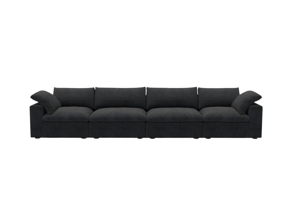 HomeRoots 120" Black Linen Blend Modular Sofa - Stylish Comfort, Flexible Design & Contemporary Elegance 714581