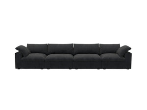 HomeRoots 120" Black Linen Blend Modular Sofa - Stylish Comfort, Flexible Design & Contemporary Elegance 714581
