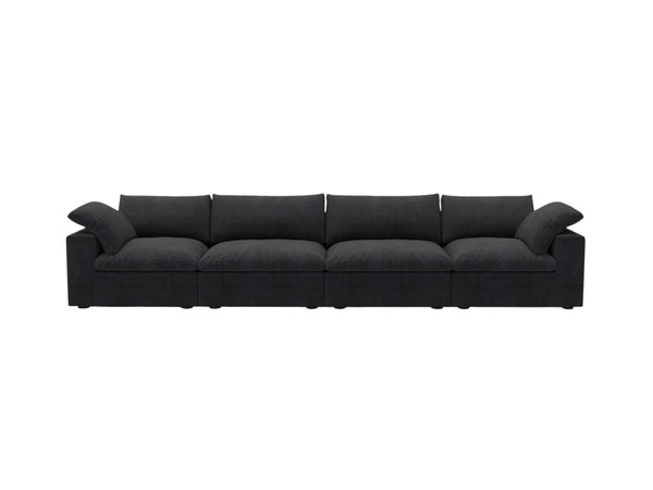 HomeRoots 120" Black Linen Blend Modular Sofa - Stylish Comfort, Flexible Design & Contemporary Elegance 714581