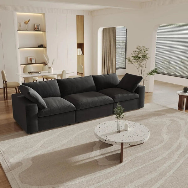 HomeRoots 80" Black Linen Blend Modular Sofa - Stylish, Configurable Comfort for Modern Living Rooms & Spaces 714582
